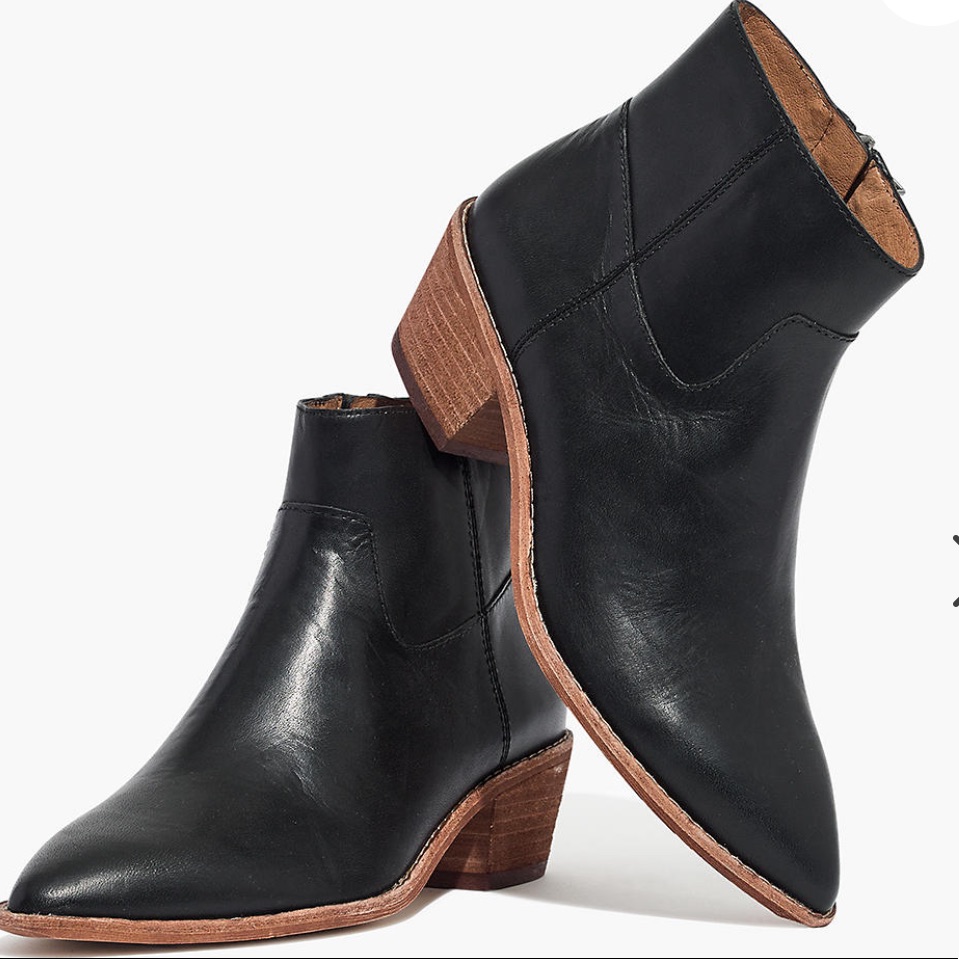 Madewell Charley Black Leather Ankle Boots